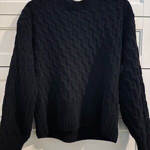 Vero Moda Black Cable Knit Crewneck Sweater